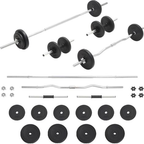 vidaXL Barbell and Dumbbell Set 30 kg