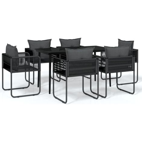 Maison Exclusive - 7-tlg. Garten-Essgruppe Schwarz