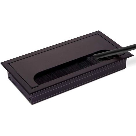Passe-Câble pour Bureau Rectangulaire 80x 275mm Passe-Câble Presse-étoupe pour Table de Bureau Meubles de Maison CABLE Aluminium Noir Anodisé Carré 2 Pièces (1/2)