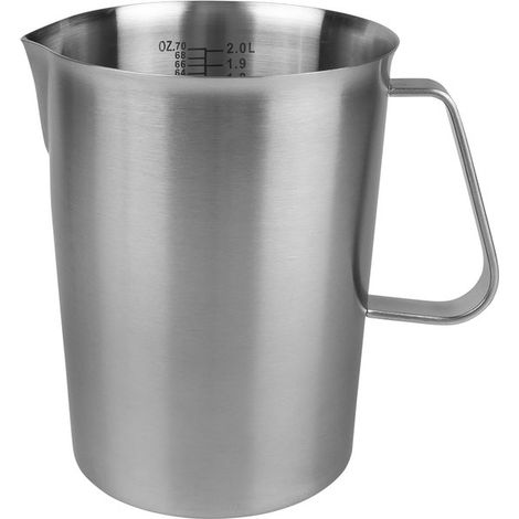 Tasse à mesurer de cuisine en acier inoxydable 2 L avec bec verseur, récipient gradué pour cuisson, pâtisserie et préparation des aliments (1/5)