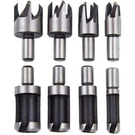 Juego de 8 brocas para tapones de madera (para hacer espigas), herramientas de corte para hacer tapones, espigas, pernos y junquillos de madera -Crezuo