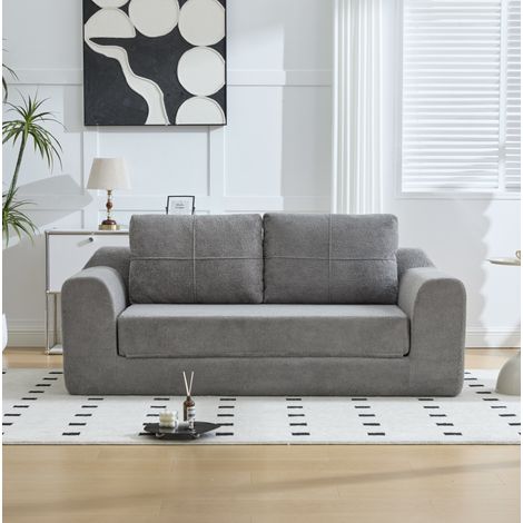 Sofá cama plegable convertible 179x95x79 cm en tejido gris oscuro REDOM (1/5)