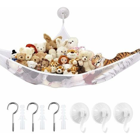 Filets De Hamac De Jouet, Filet De Rangement De Sac De Rangement De Sac De Rangement De Jouet Suspendu Pour Ours En Peluche De Chambre D'Enfants De Jouets (Blanc) (1/5)