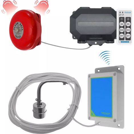 Kit alerte niveau d'eau / inondation sans fil longue distance (800m) avec cloche extérieure (P800) (1/5)