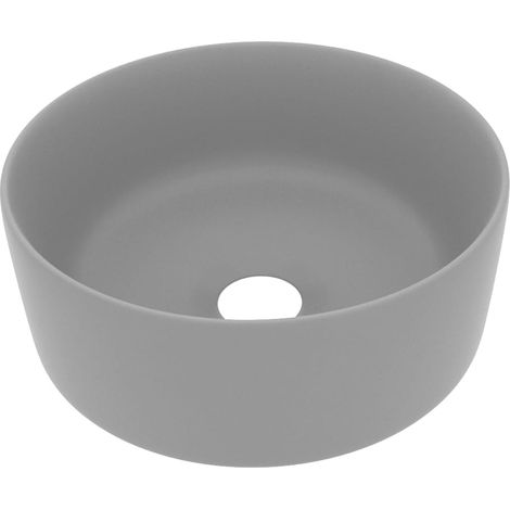 Lavandino Lusso Rotondo Grigio Chiaro Opaco 40x15cm in Ceramica vidaXL