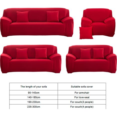 Sofaschutzhülle, elastisch, wasserdicht, rutschfest [Für Zweisitzer-Sofa] Schutzhülle für Sofa, elastisch, fleckenabweisend, wasserdicht, rutschfest, elastische Sofahülle, Sofakissenschutz [Rot] (1/5)