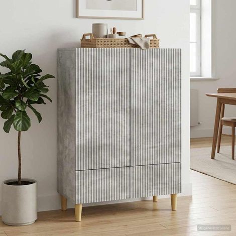vidaXL Buffet Gris béton 66 x 34,5 x 95 cm Bois d'ingénierie (1/5)