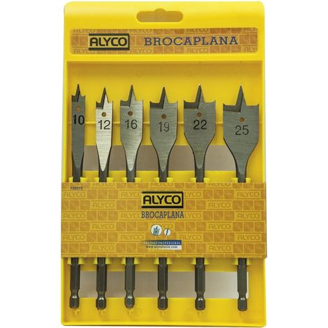 Juego 6 brocas planas para madera en caja plástico ALYCO