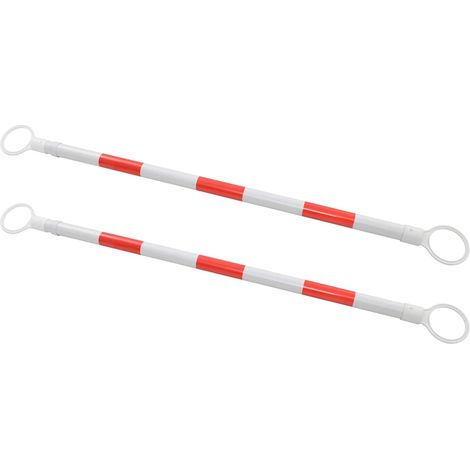 2 barres rétractables pour cônes de signalisation, plastique, blanc et rouge, 116-197 cm - PANGIVO (1/5)