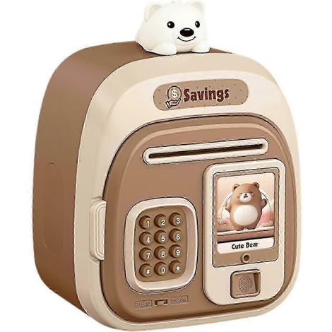 Tirelire électronique grande capacité pour enfants avec code d'accès, compatible avec les garçons et les filles, couleur marron.