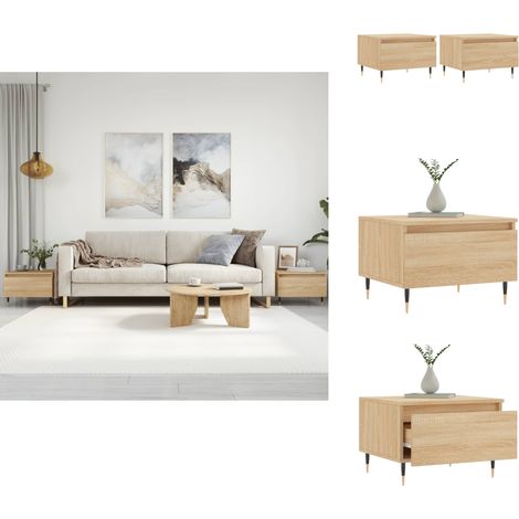 Couchtische 2 Stk. Sonoma-Eiche 50x46x35 cm Holzwerkstoff - Sofa Tisch - Couchtisch - Wohnzimmerstil - Holzwerkstoff Möbel - Eiche Sofa Tisch (1/5)