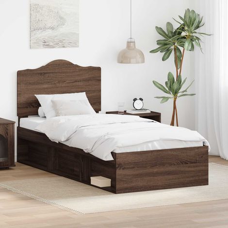 Bettrahmen Braun Eichen-Optik 100 x 200 cm Massives Kiefernholz