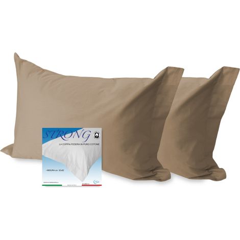 COPPIA federa per GUANCIALE STRONG tinta unita NOCCIOLA cm. 52X82