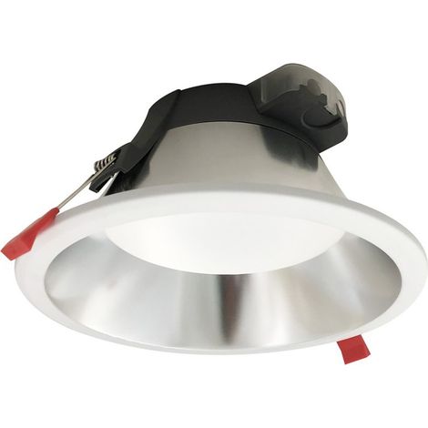 Downlight LED redondo empotrable “Sol” (30W 4000K 2850lm) IP44 Ø21,5cm fabricado en aluminio y policarbonato color blanco y acer (1/5)