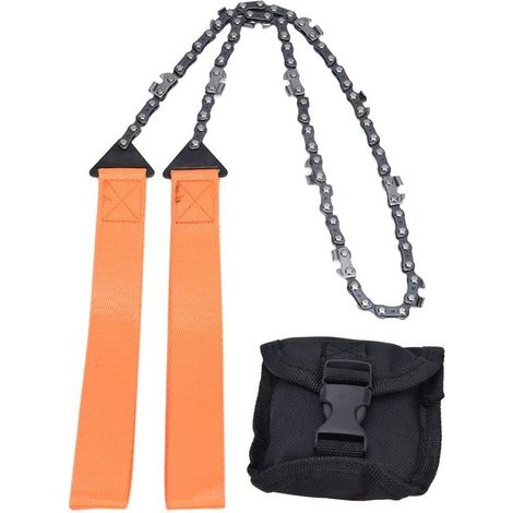 24 Zoll Outdoor-Taschenkettensäge, Überlebens-Reißverschluss-Handsäge, Kettensägenwerkzeug zum Holzschneiden, orange, tragbare Überlebenssäge (1/4)