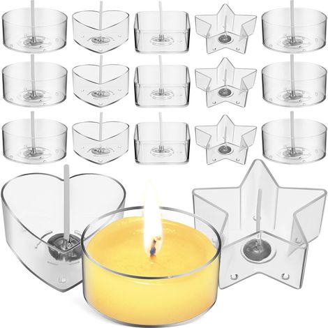 Set de Récipients à Bougies en Plastique avec Mèches, Haute Transparence et Stabilité de Combustion, pour Projets DIY et Fabrication Artisanale de Bougies (1/5)