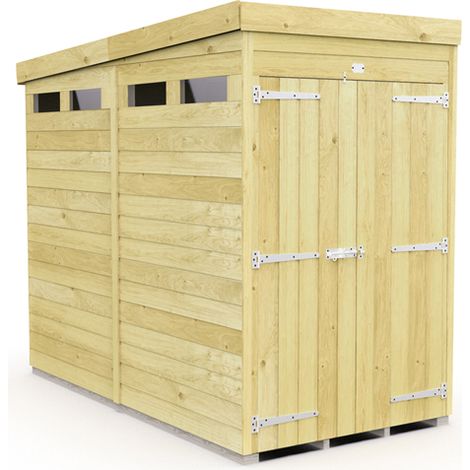 4 x 8 Feet Pent Security Shed - Double Door - Wood - L231 x W127 x H201 cm