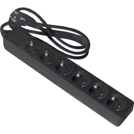 Regleta de enchufe negra onlex t/t cable 1,5 mts 6 tomas (1/2)