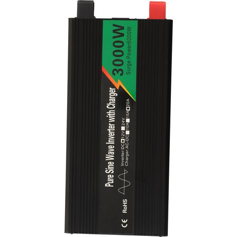 Onduleur à onde sinusoïdale pure 3000W, convertisseur 12V vers 110-120V avec écran LED LCD, prise américaine pour appareils ménagers, alimentation continue vers courant alternatif. (1/5)