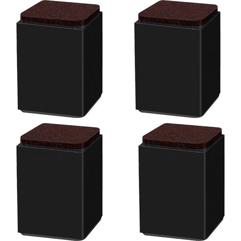 (Noir 10cm) 4PCS pieds de support de meuble, booster en acier carbone auto-adhésif, carré 6x6cm, pour canapé, lit, meuble TV, booster de meuble, hauteur 5cm/10cm, noir/blanc/marron (1/3)