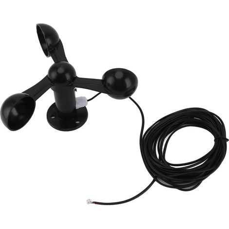 Sensor de velocidad del viento, sensor anemómetro de 3 copas de 0-3,8 V con cable impermeable de 8 m, orificio de montaje de 4 cm, detector de medición de viento antiinterferencias (1/5)