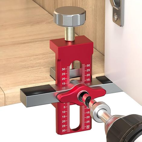 Gabarit de Montage de Porte d'Armoire, 0-40 mm Guide de Percage d'Installation de Porte d'Armoire en Alliage d'Aluminium, pour le Travail du Bois (1/5)