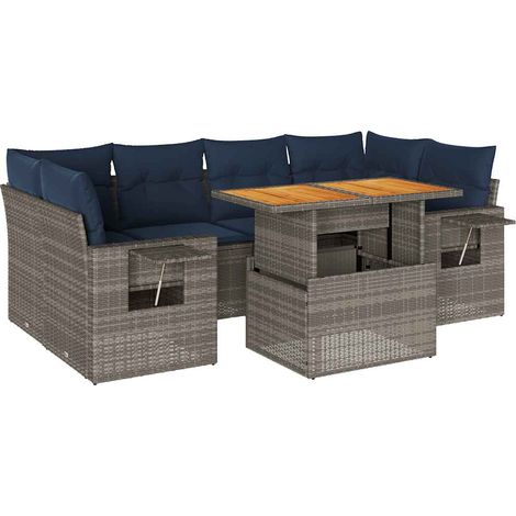 Maison Exclusive - Set Divani da Giardino 7 pz con Cuscini Grigio in Polyrattan (1/5)