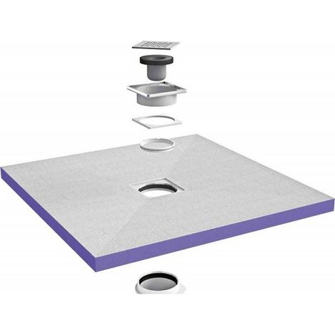 Jackon Insulation – Receveur de douche à carreler 1000x1000x40mm 4512088 – Hydrofuge – Pente préformée – Accessible en fauteuil roulant – Bonde de vidage incluse (1/5)