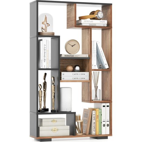 COSTWAY 120cm Tall Bookshelf Modern Geometric Bookcase Book Storage Organizer (1/5)
