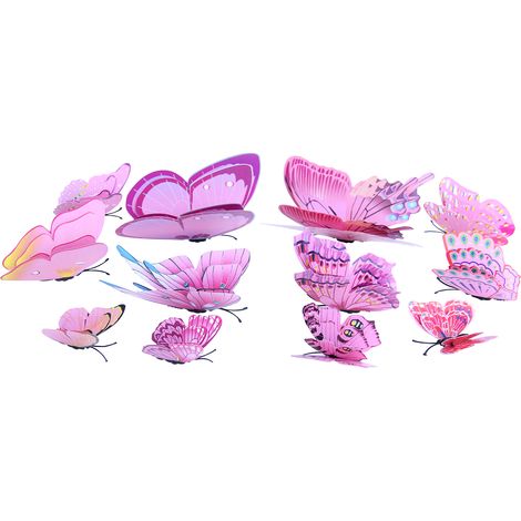 Pegatinas de pared de mariposas de PVC de doble capa, removibles y coloridas – Paquete de 12 (PVC) (1/5)