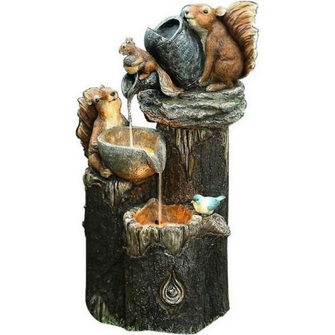 Fontaine solaire lumineuse LED avec statue d'animal de jardin, décoration artistique pour jardin extérieur, sculpture (A)