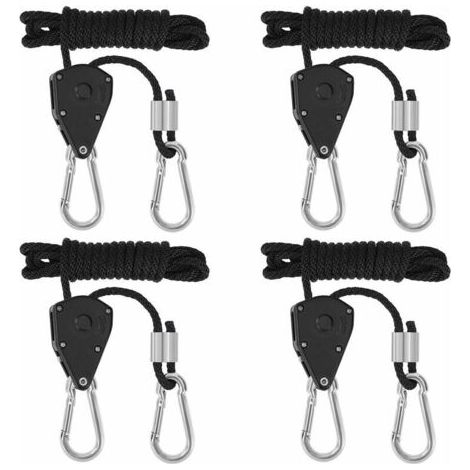 Cinghia a cricchetto regolabile, corda a cricchetto per impieghi gravosi, per luci per piante, capacità di 150 libbre per coppia, 1/8 di pollice, 2 coppie