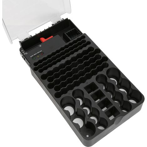 Boîte de Rangement Multifonction 104 Cases pour Piles avec Testeur et 3 Lumières (1/5)