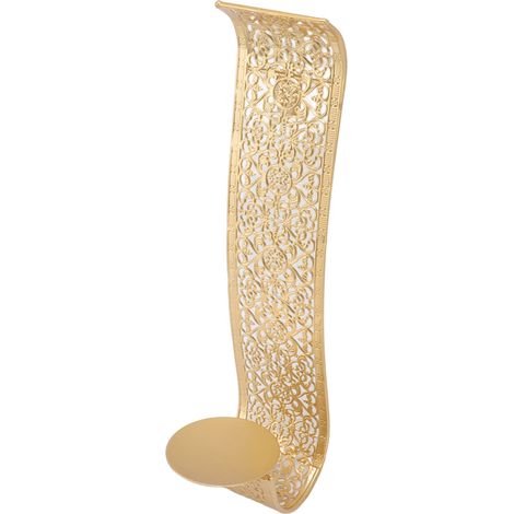 Solution d'étagère, applique murale, bougeoir doré ajouré sculpté aux détails exquis, porte-bougie mural en métal pour chambres (1/5)