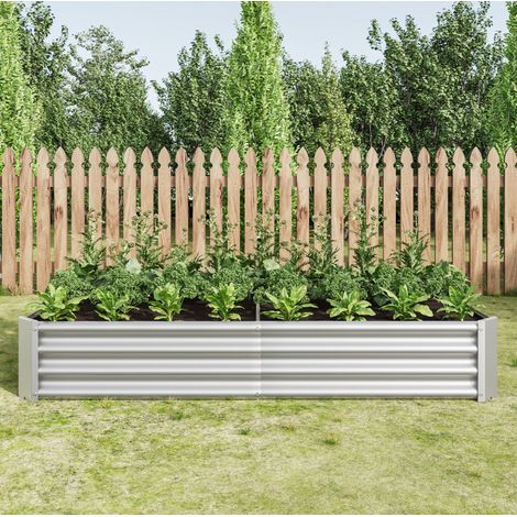 Potager surélevé en acier galvanisé 180 x 90 x 30 cm argent HAVRYA (1/5)