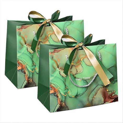 Set mit 2 Papiergeschenktüten mit Schleife für Geburtstage, Hochzeiten, Weihnachten (1/5)
