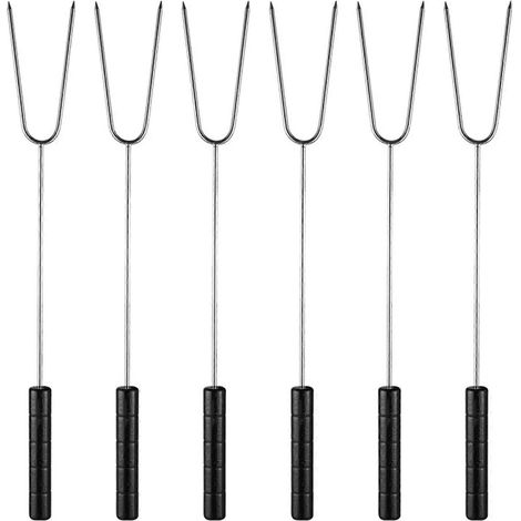 6-teiliges Gabel-Set mit Kunststoffgriff zum Grillen, Servieren, Kochen und Braten