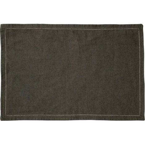 Set de Table en Lin "Elina" 30x45cm Vert Kaki (1/2)