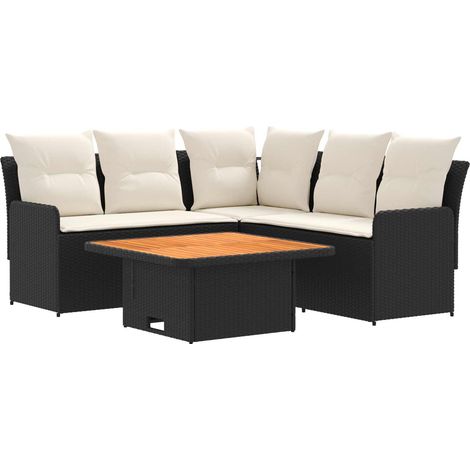 Furniture Sets with Pillow 4 pcs Black and Cream PE Rattan vidaXL (1/5)