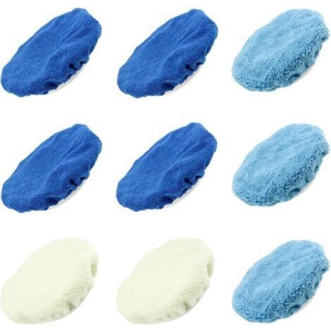 9pcs tampons de Polissage pour Capot de Voiture, Bonnet de Polissage, 2 Laine et 4 Microfibre et 3 Molleton de Corail, 230-250mm (1/5)