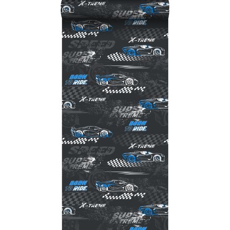 papier peint voitures de course bleu et noir et blanc  - Sanders & Sanders (1/3)