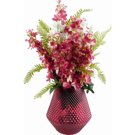70cm Dark Pink Artificial Delphinium Flower Arrangement Pink Vase (1/5)