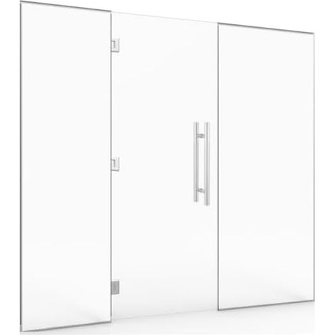 Paroi vitrée avec porte pour hammam et salle de bain 200 x 190 verre securit 8mm transparent
