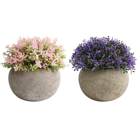Plante Artificielle - Pot Céramique Blanc - Décoration Intérieure Bureau Cuisine Salle De Bain Chambre Séjour Cheminée Étagère - Lot De 3 (1/5)