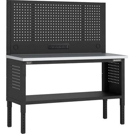 Sealey APMWB60COMBOSS Superline PRO Modular Workbench with Pegboard Back Panel Stainless Steel Worktop 1525mm