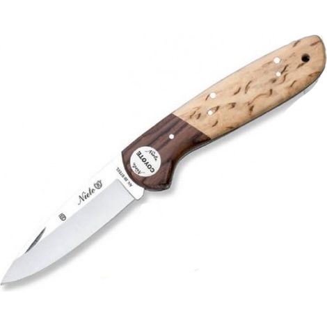 Navaja Coyote 047 Miguel Nieto de 18 cms, con hoja de acero de 7,5 cms y mango de Virola de palo violeta y cachas de abedul rizado