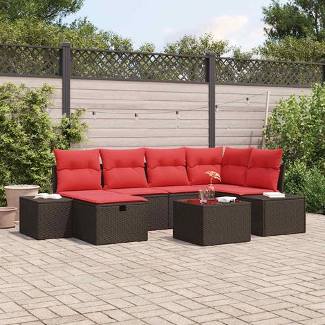Teenpull – Gartensofa-set 7 Stk. Braun Poly-Rattan (1/5)
