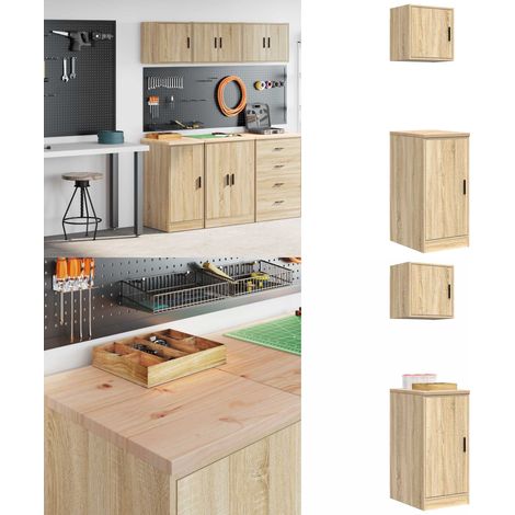 vidaXL Armoires de garage 2 pcs chêne sonoma bois d'ingénierie (1/5)