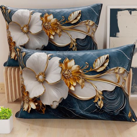 Paire de taies d'oreiller 30 x 50 cm en Microfibre, Coussins d'ameublement, canapé, Salon, 2 Housses de Coussin, taie d'oreiller Florale 06 5, 100% fabriqué en Italie (1/5)