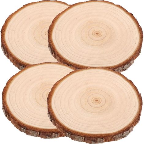 Support rond en bois pour pots de fleurs (4 pièces) avec pieds, 8 cm (1/5)